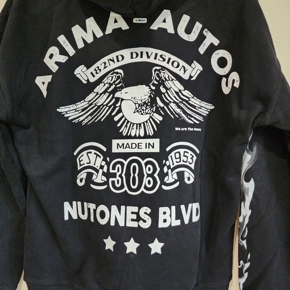 Arima Sweatshirt Hoodie Desert Crucifix Front Back Sleeve Graphic size Small - Picture 14 of 15